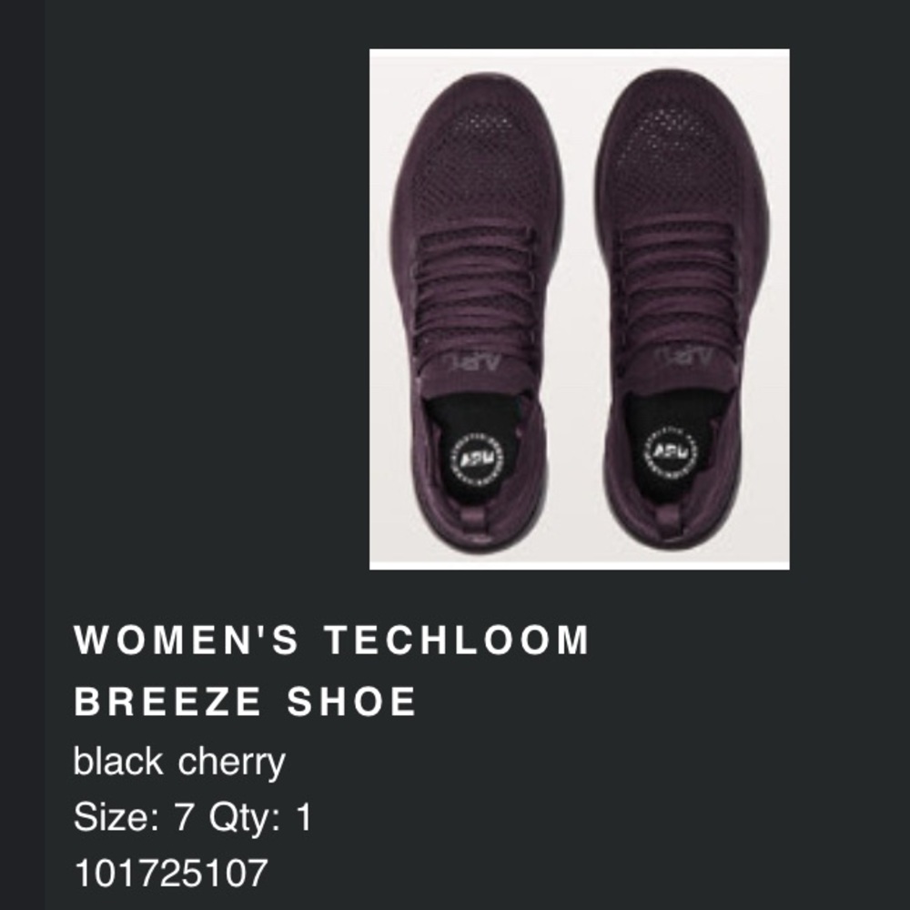 Black cherry, woman’s APL techloom breeze shoe size 7